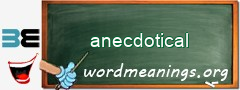 WordMeaning blackboard for anecdotical